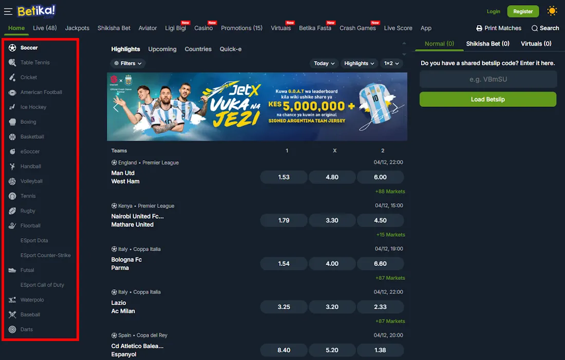 Betika Kenya Sportsbook and sports Screenshot